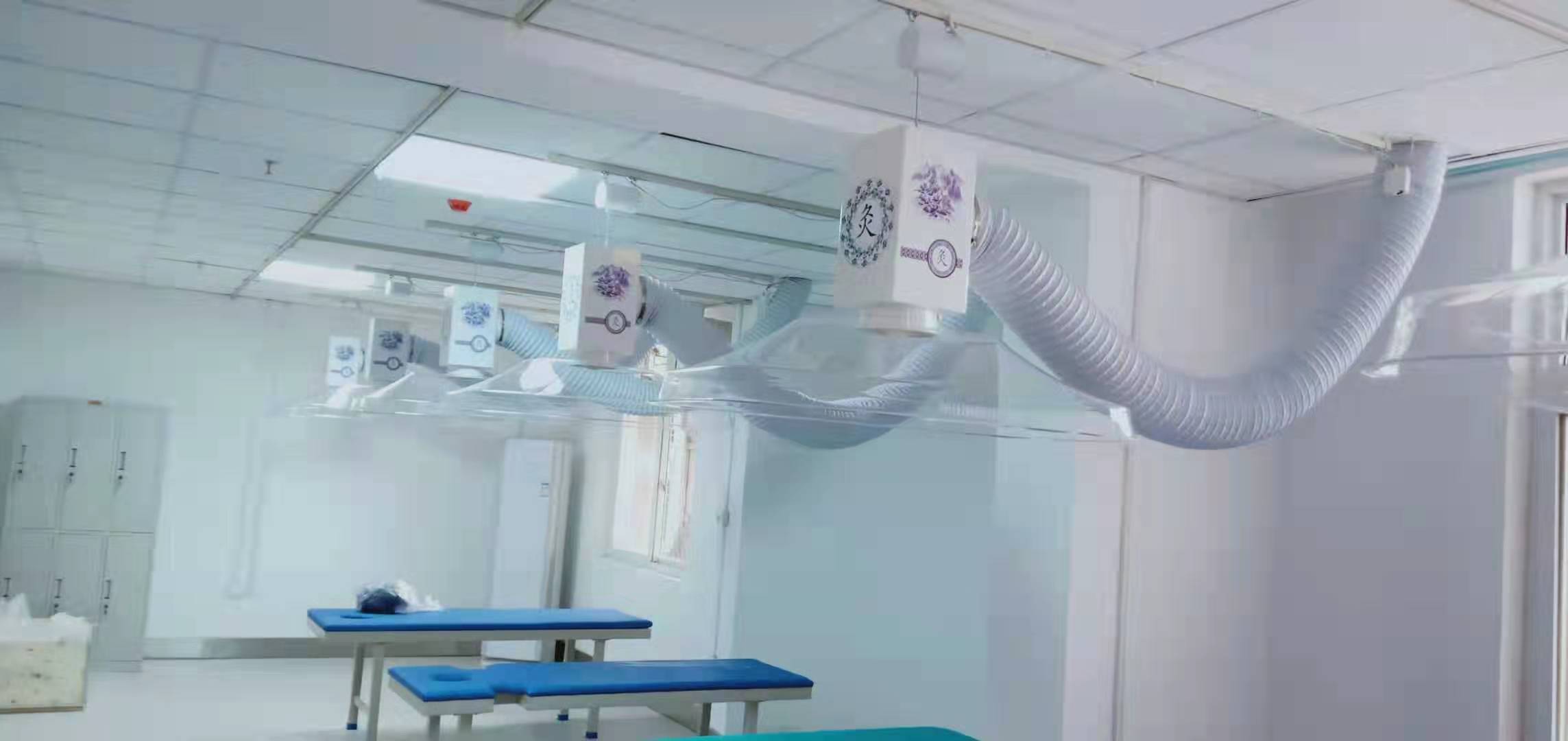 四川醫(yī)院艾灸排煙設備安裝施工現(xiàn)場